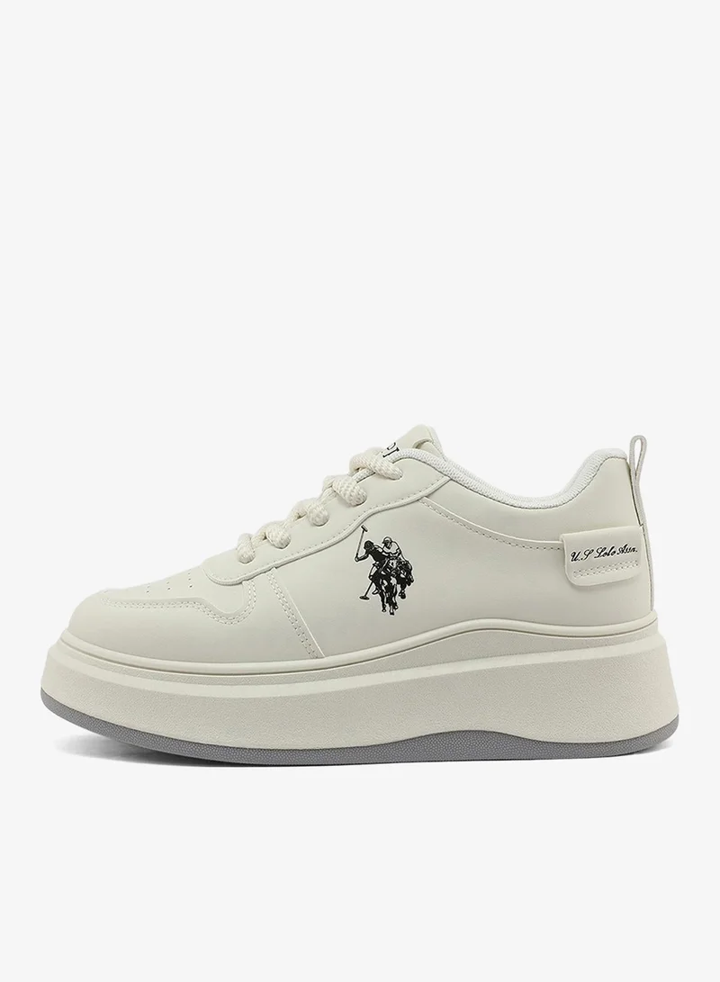 يو اس بولو اسن حذاء رياضي أبيض نسائي قصير كلاسيكي أنيق للاستخدام اليومي